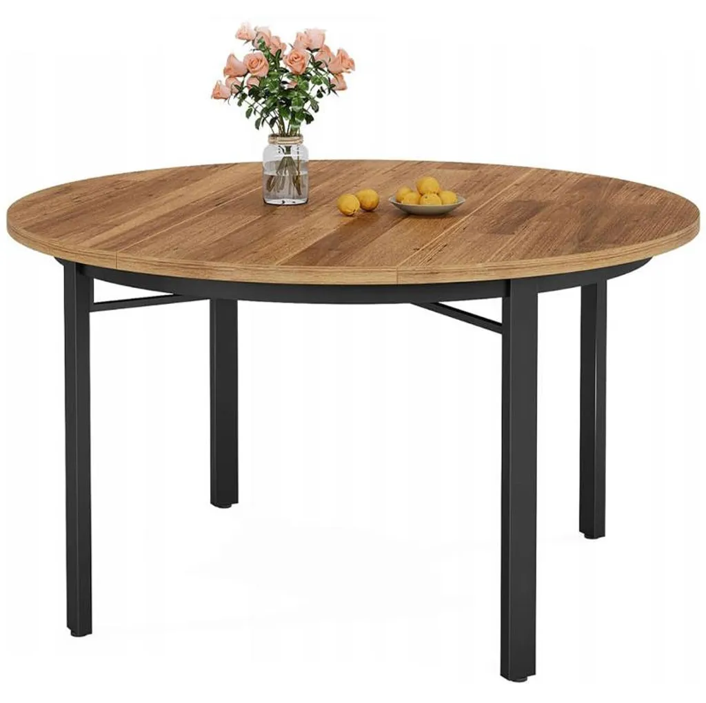Table de salle à manger circulaire 118,5 cm style bistrot chic