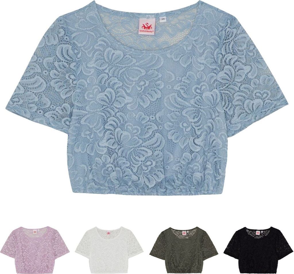 Duisburg Dirndlbluse Trachtenbluse Trachtenmode, Farbe:Hellblau, Größe:38/M
