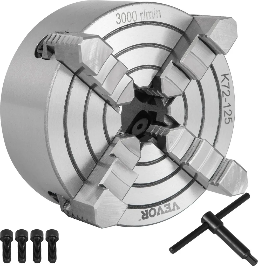 Mandrino Tornio 125mm a 4 Griffe - Alta Precisione in Ghisa