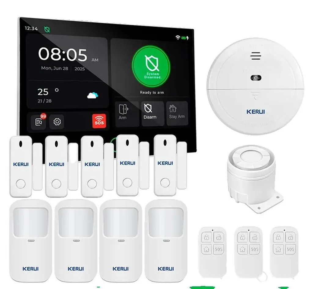 Kit alarme maison sans fil avec écran 7 pouces pour sécurité résidentielle
