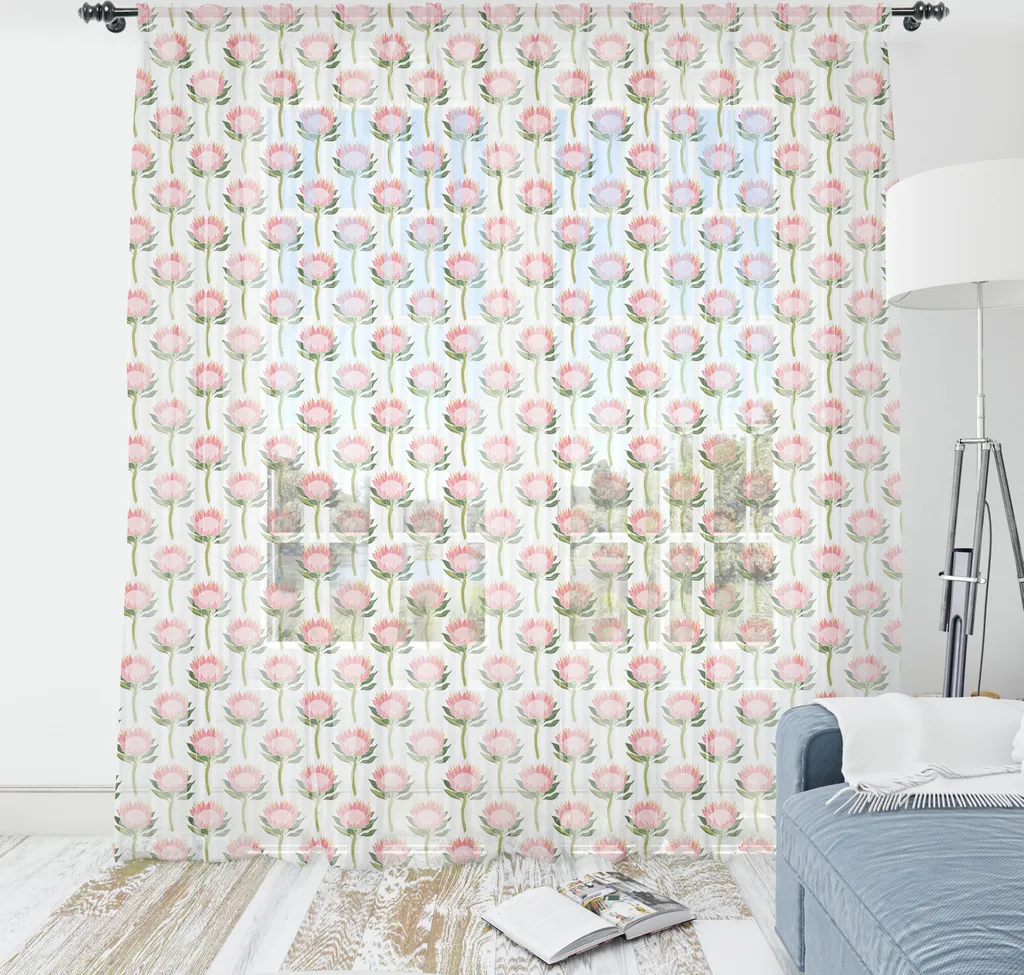 Arazzo Floreale ABAKUHAUS Protea Rosa Rubino 160x274cm | Arredo Soggiorno