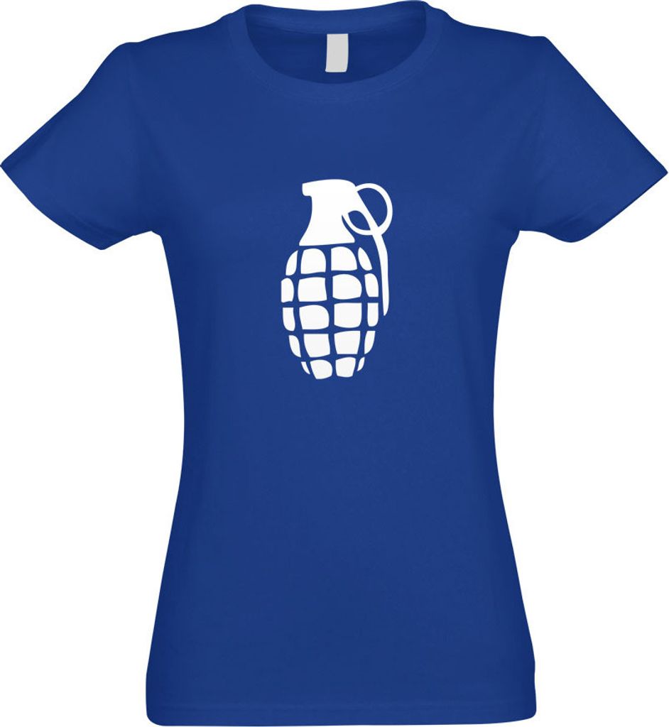 Kiwistar - T-Shirt tailliert - Damen - royal - Handgranate - mit Motiv Bedruckt - Funshirt Design - Sport - Freizeit - Damen - M