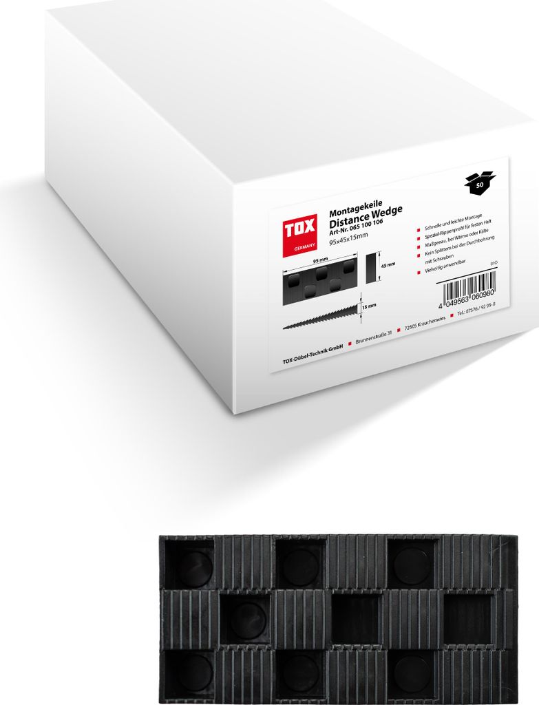 TOX Montagekeil Distance Wedge 95x45x15 (50 Stk.) / innen und außen