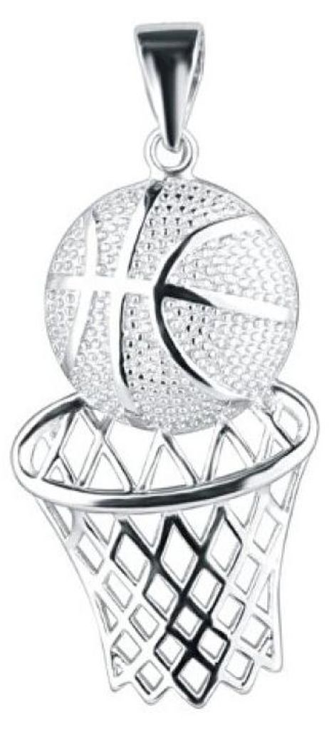 Silberner Anhä nger Basketballball und Netz 64024