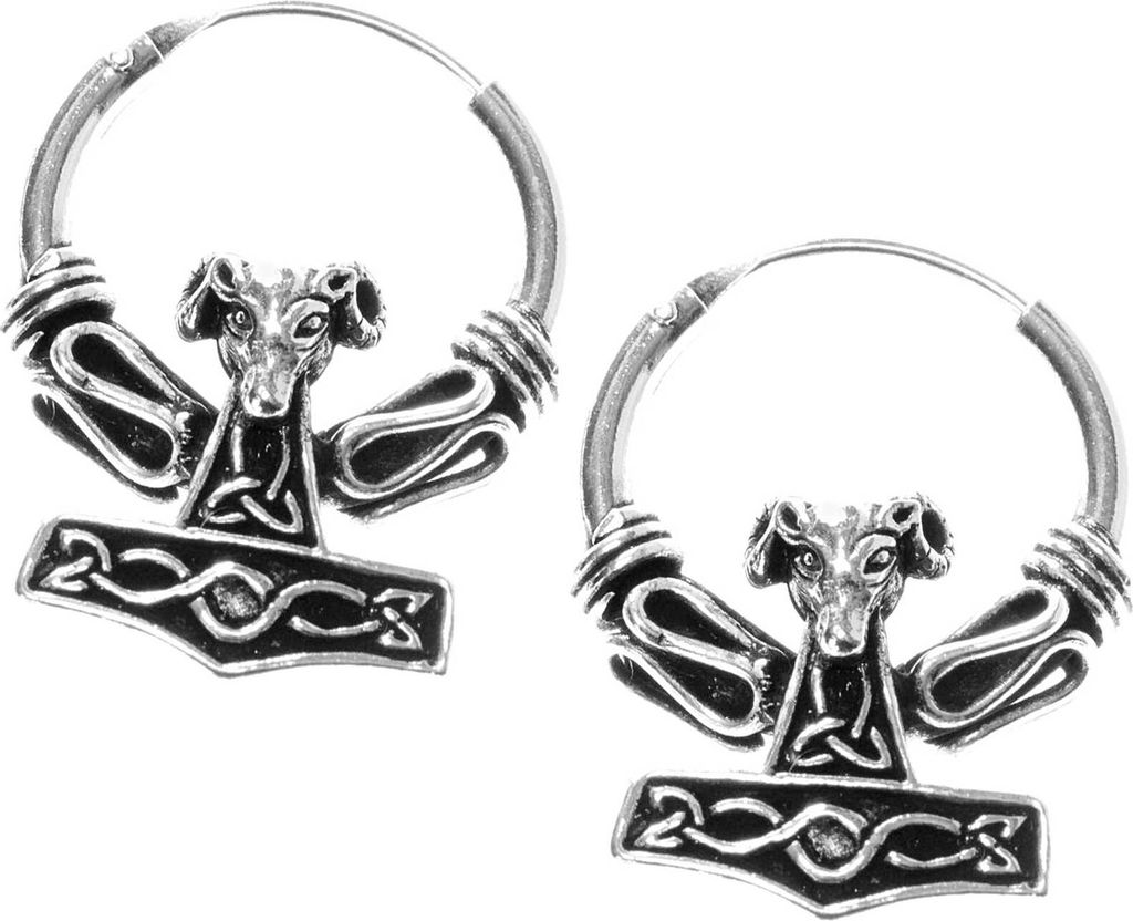 Paar 925 Sterling Silber Keltische Bali Ohrringe Creolen 16mm Widder Hammer 7064