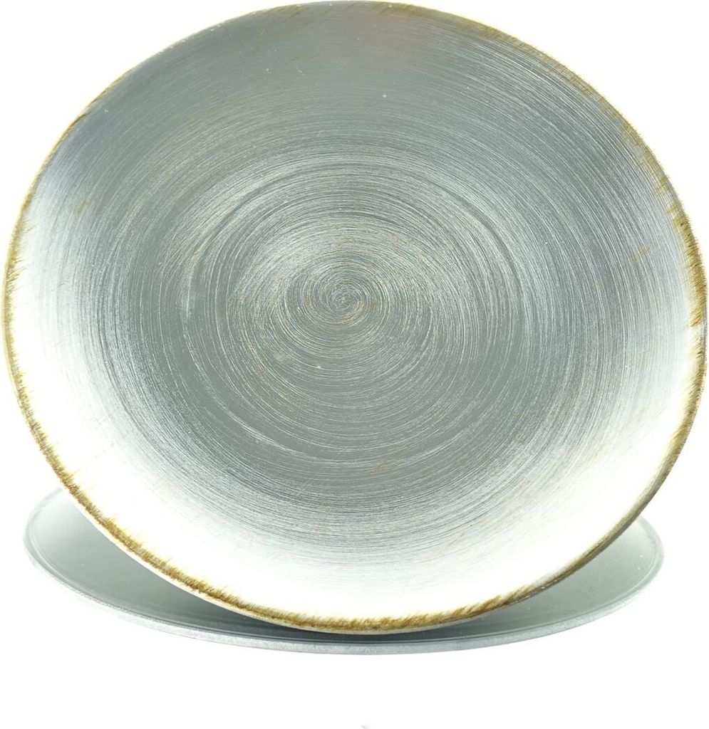 Weihnachtlicher Deko-Teller Silberfarben gewölbt Ø 18 cm - Kunststoff