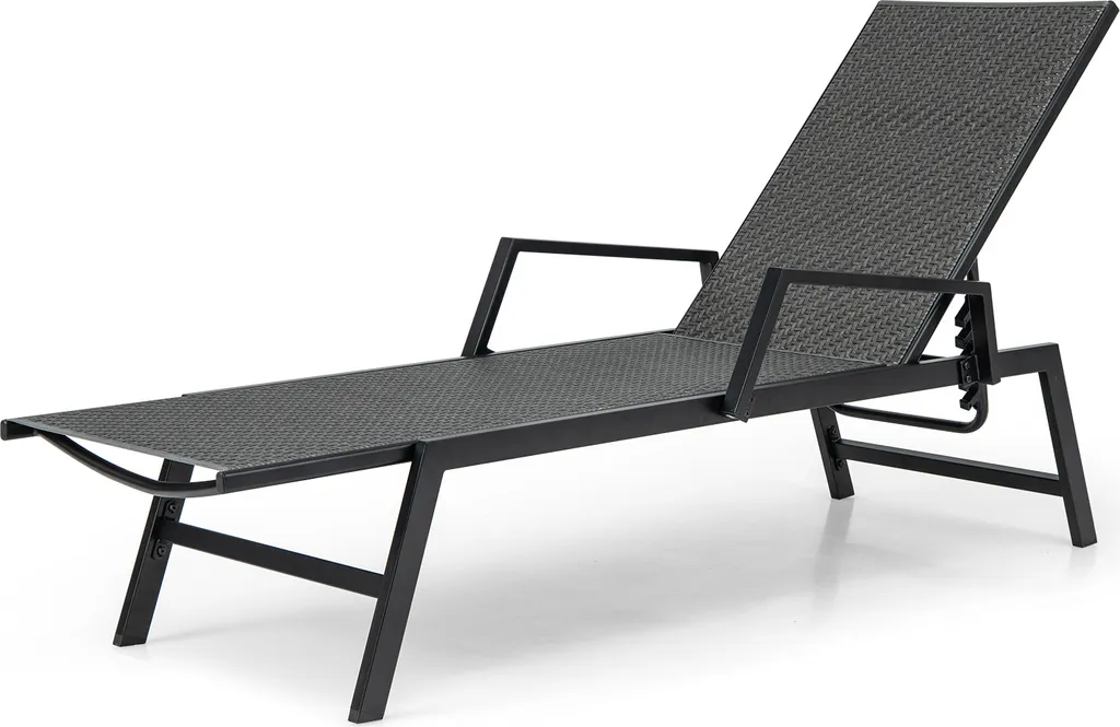Chaise longue réglable 150kg en rotin avec dossier inclinable ergonomique