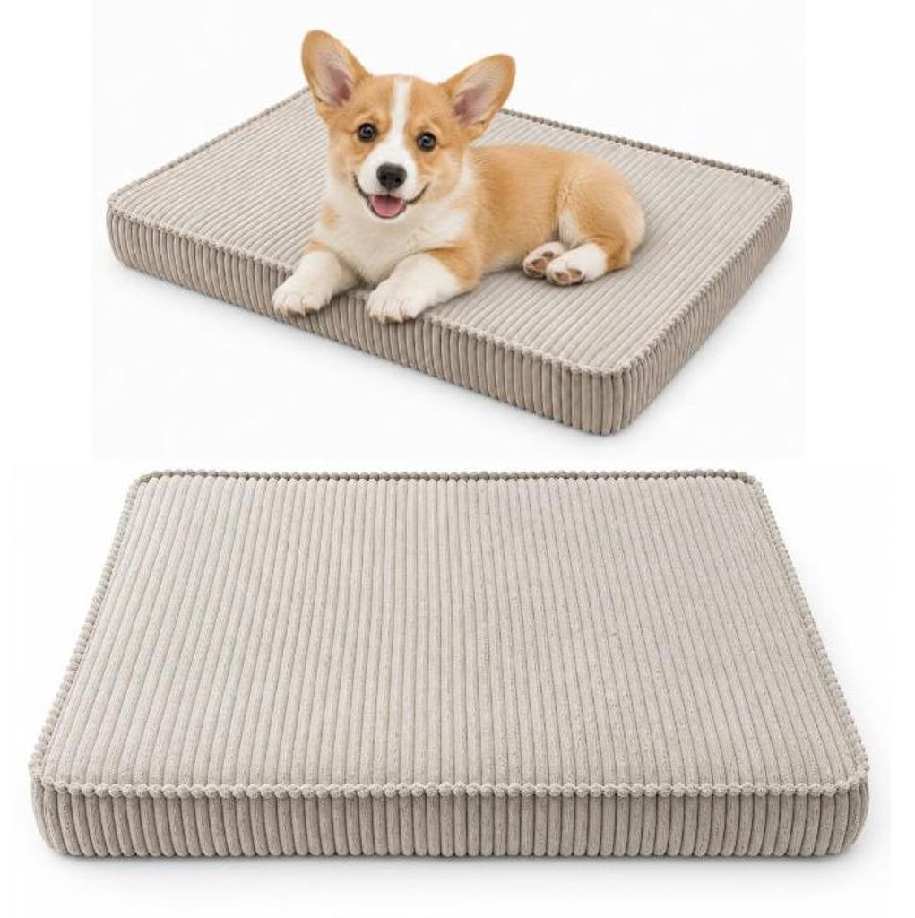 Hundebett Hundekissen Hundematte Cord 45X65X8 Cm Beige Produktbild 
