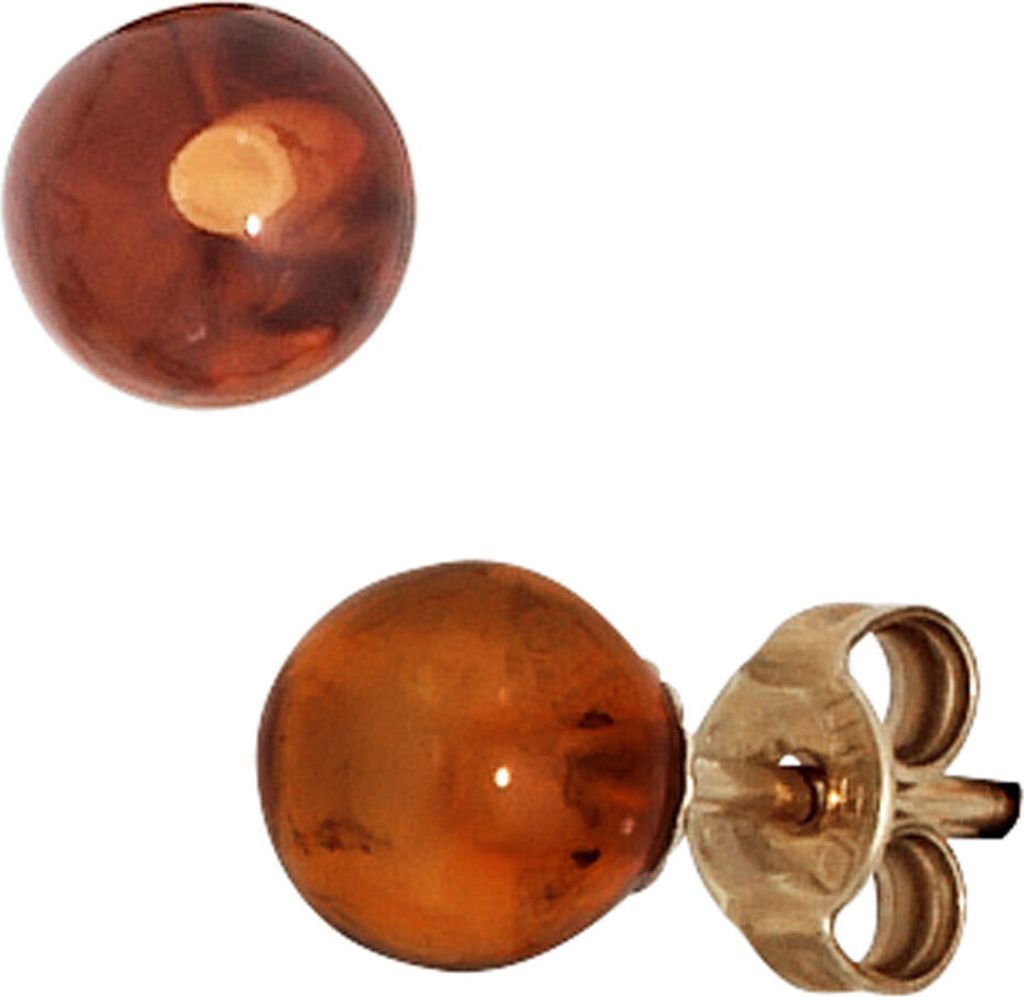 JOBO Ohrstecker 375 Gold Gelbgold 2 Bernsteine Ohrringe