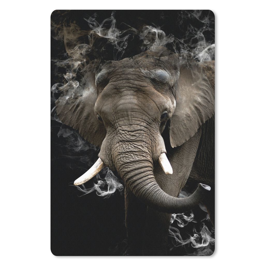 MuchoWow Mauspad Mousepad Elefant - Rauchen - Schwarz 18x27 cm - Mousepads - Maus Mat - Pad - Mausunterlage