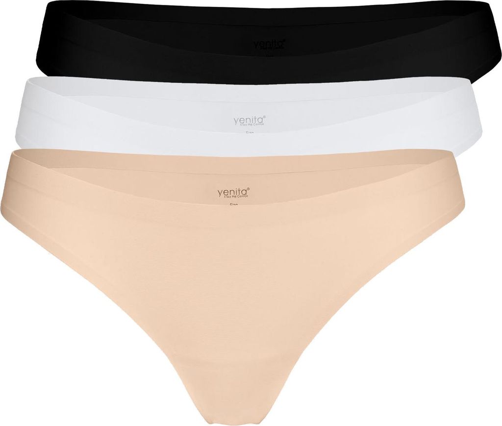Yenita Strings "Invisible" 3er Pack Seamless Tanga M gemischt