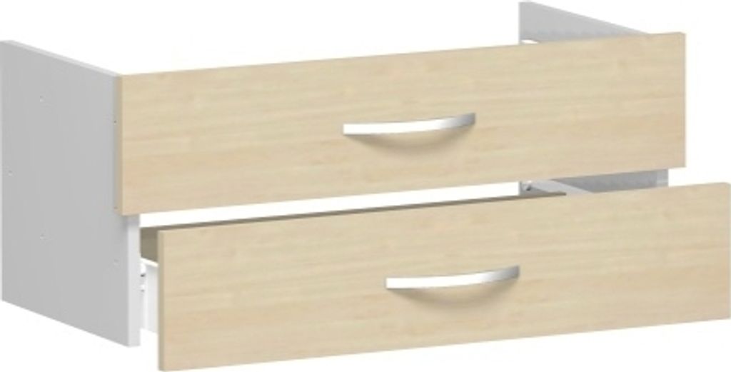 Geramöbel Schubkasteneinsatz für Korpusbreite 800 mm, für 2., 3. oder 4. OH, nicht abschließbar, 1 Ordnerhöhe, Ahorn, S-381700-A