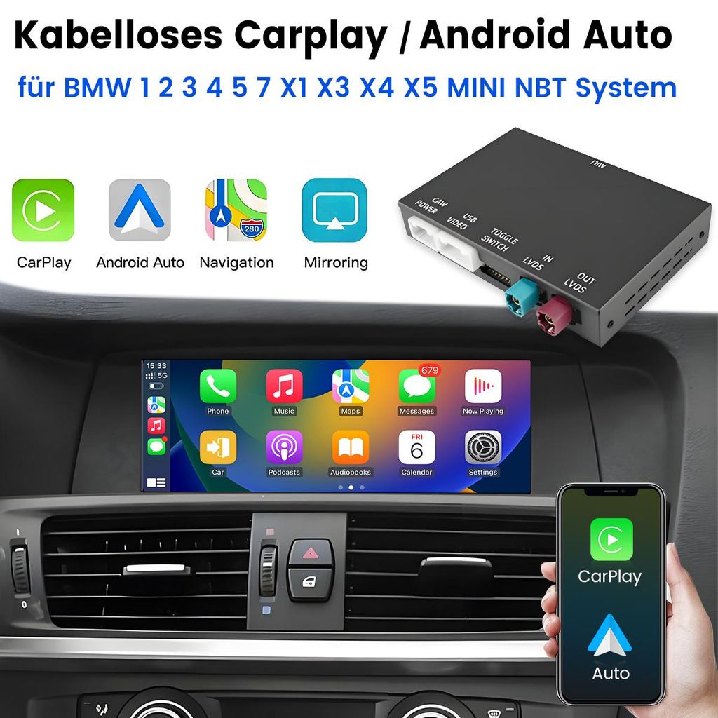 Wireless CarPlay Android Auto Box für BMW NBT System - Produktbild 