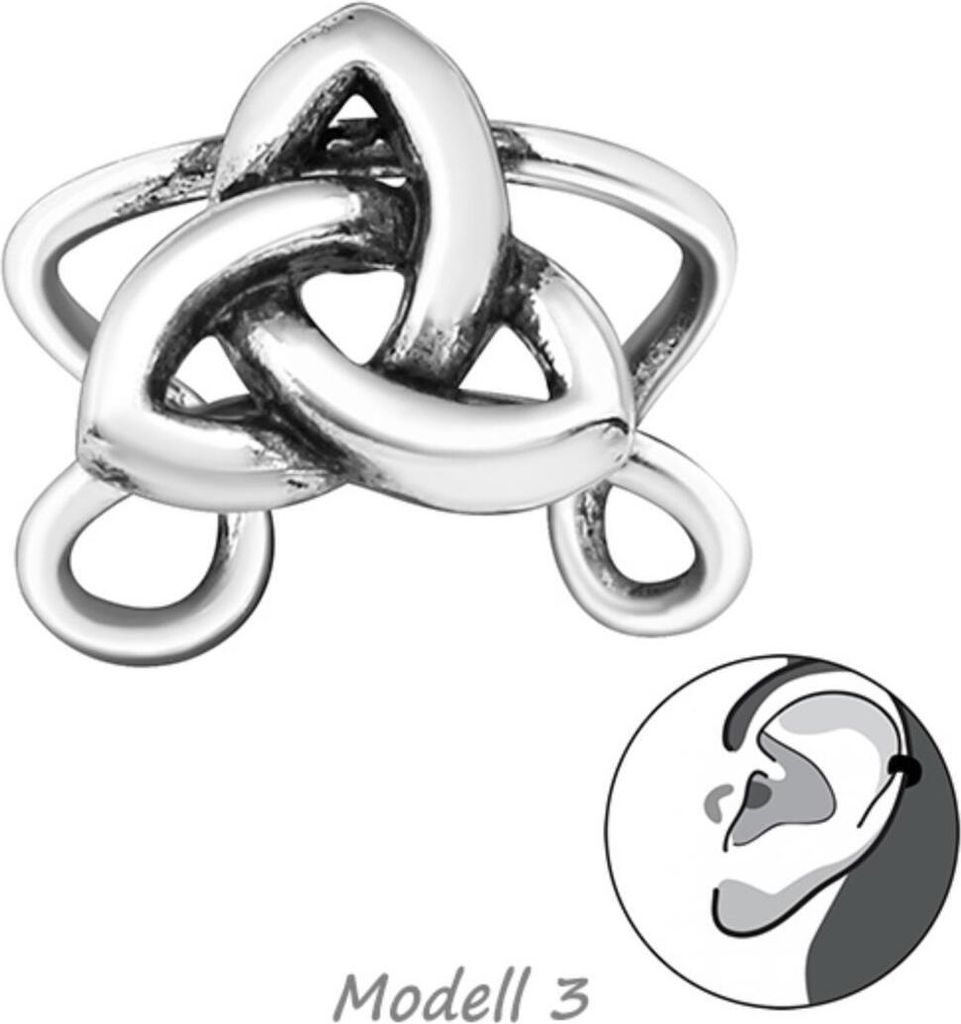 Ohrklemme Silber 925: Ear Cuff Fake Ohrring ohne Loch Modell 3