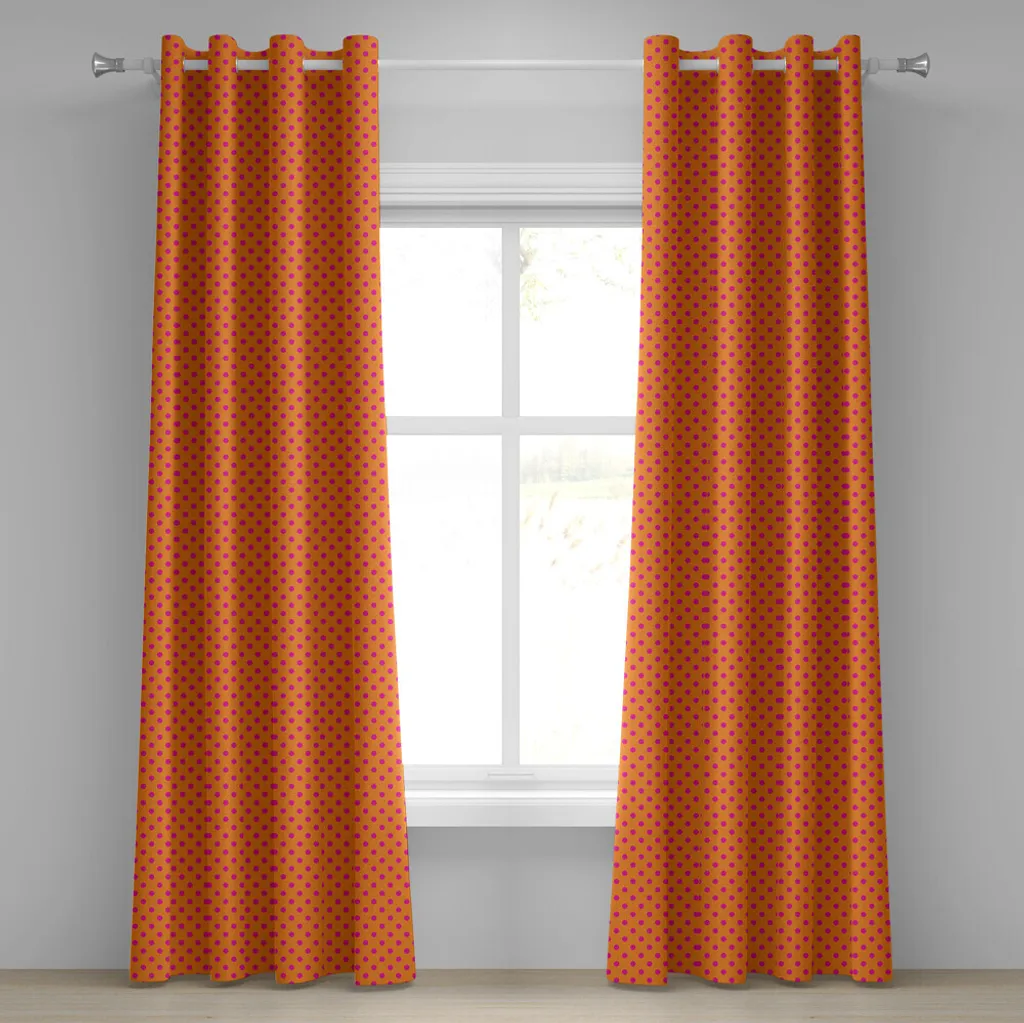 Rideau opaque décoratif pour masquer le vis-à-vis orange et rose pois
