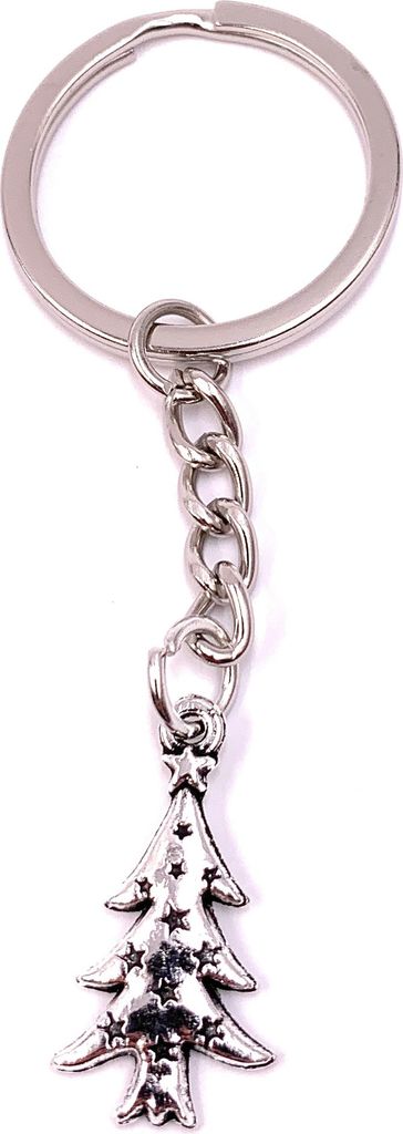 Onwomania Schlüsselanhänger Weihnachtsbaum Tanne Silber Metall Anhänger Charm