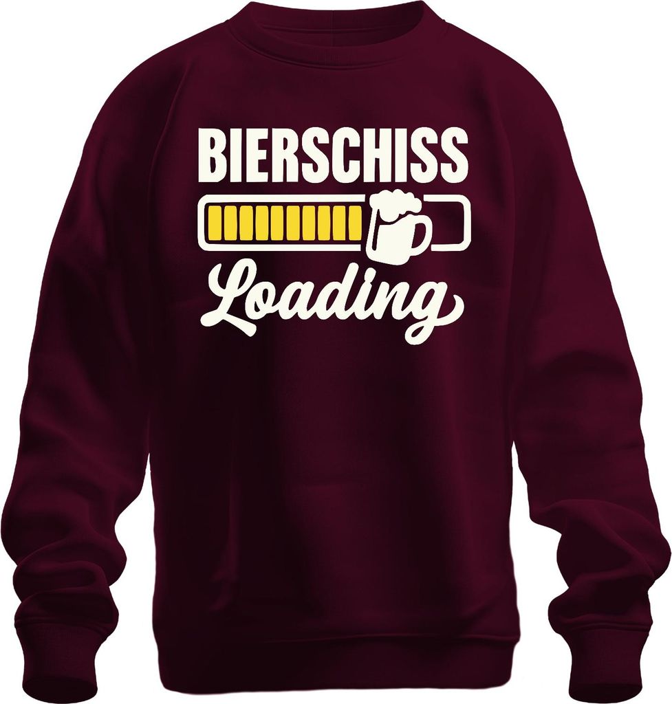 Bierschiss Loading Bier Party Geschenk JGA Lustig Uni Sweatshirt Pullover, Burgundy, L
