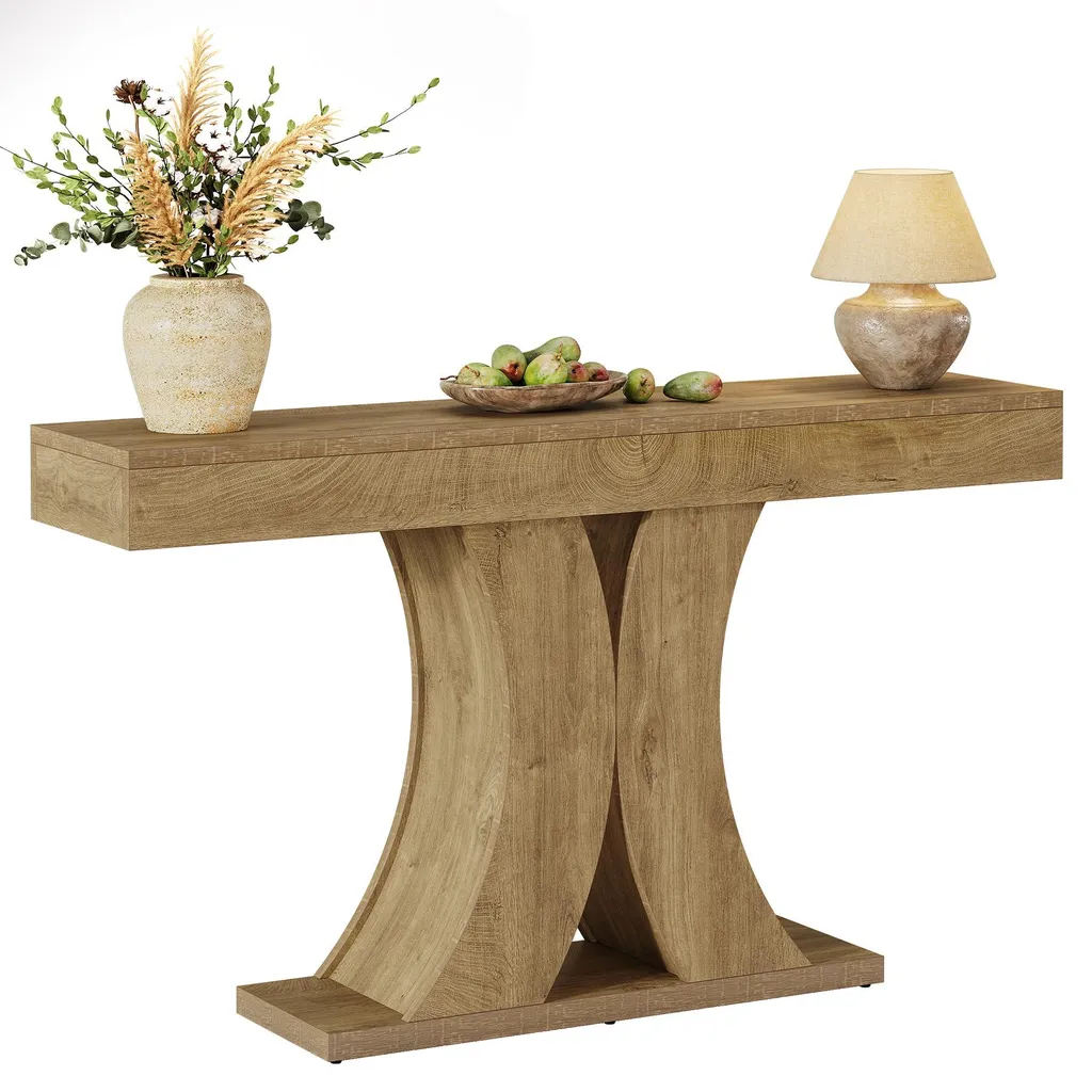 Table console Tribesigns 150 cm brun naturel, console d'entrée rustique - 10