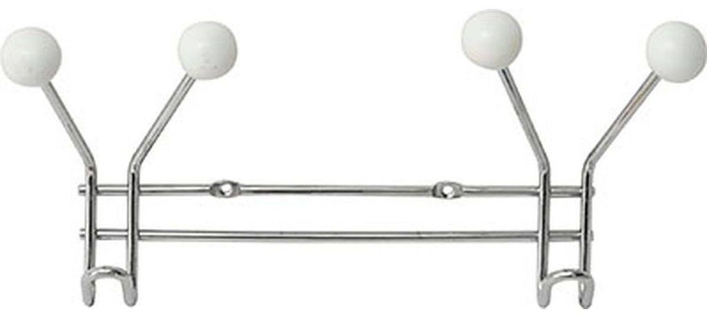 Kleiderhaken aus metall mit 2 haken zum befestigen von dekorationen aus weissem harz - weisses chrom - Tendance