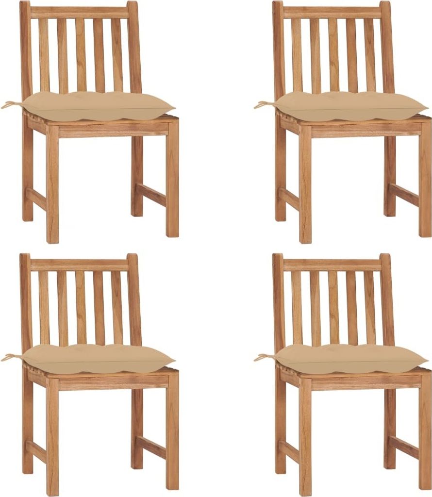 Gartenstühle 4 Stk. mit Kissen Massivholz Teak