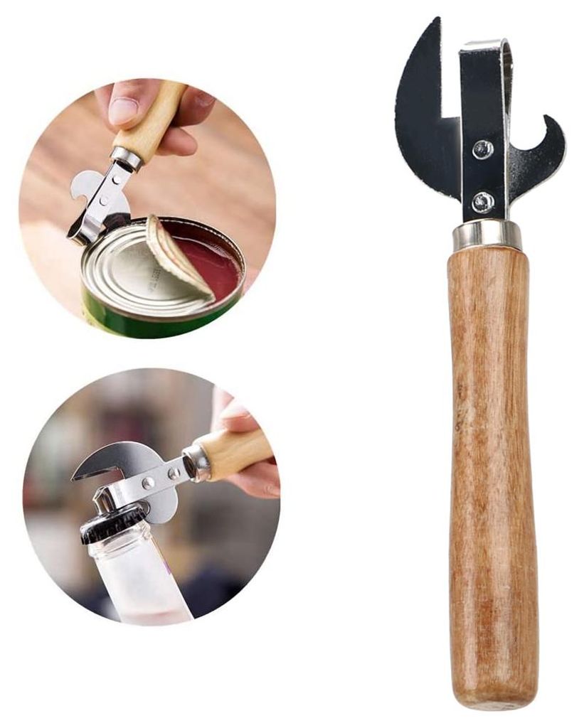 Dosenöffner mit Holzgriff, Edelstahlflasche, praktisches Bier
