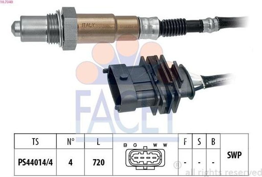FACET Lambdasonde für OPEL Corsa C Schrägheck (X01) Beheizt Planarsonde 720mm 10.7340