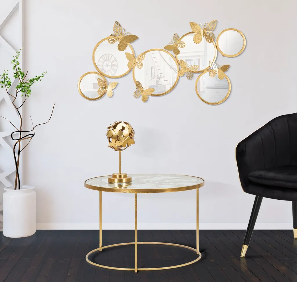 Table Basse Dorée Papillons 60cm en Métal : Design Élégant et Aérien