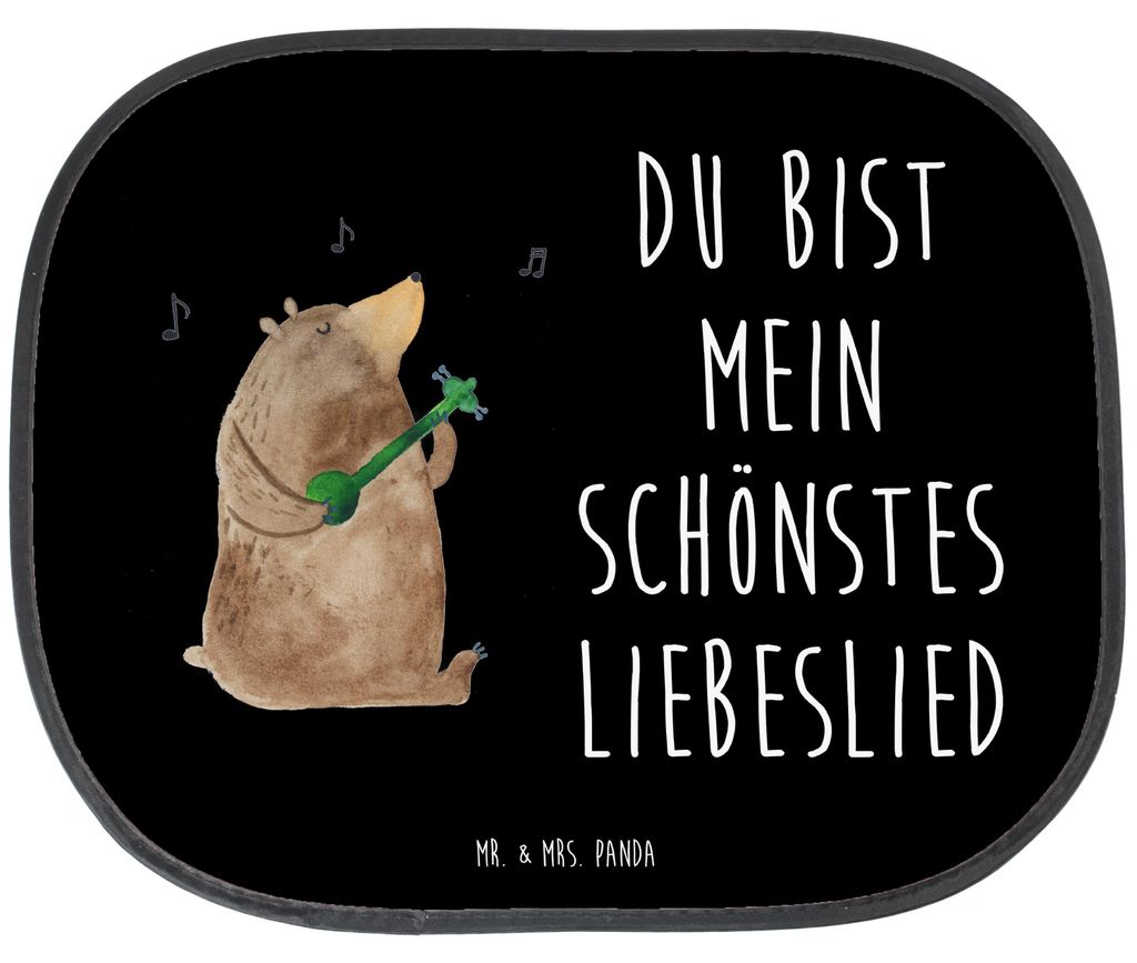Mr. & Mrs. Panda Auto Sonnenschutz Bär Lied - Schwarz - Geschenk, Spruch, Hitzeschutz, Valentinstag, Frau, Teddy, für Autoscheiben, Sonnenblende,...