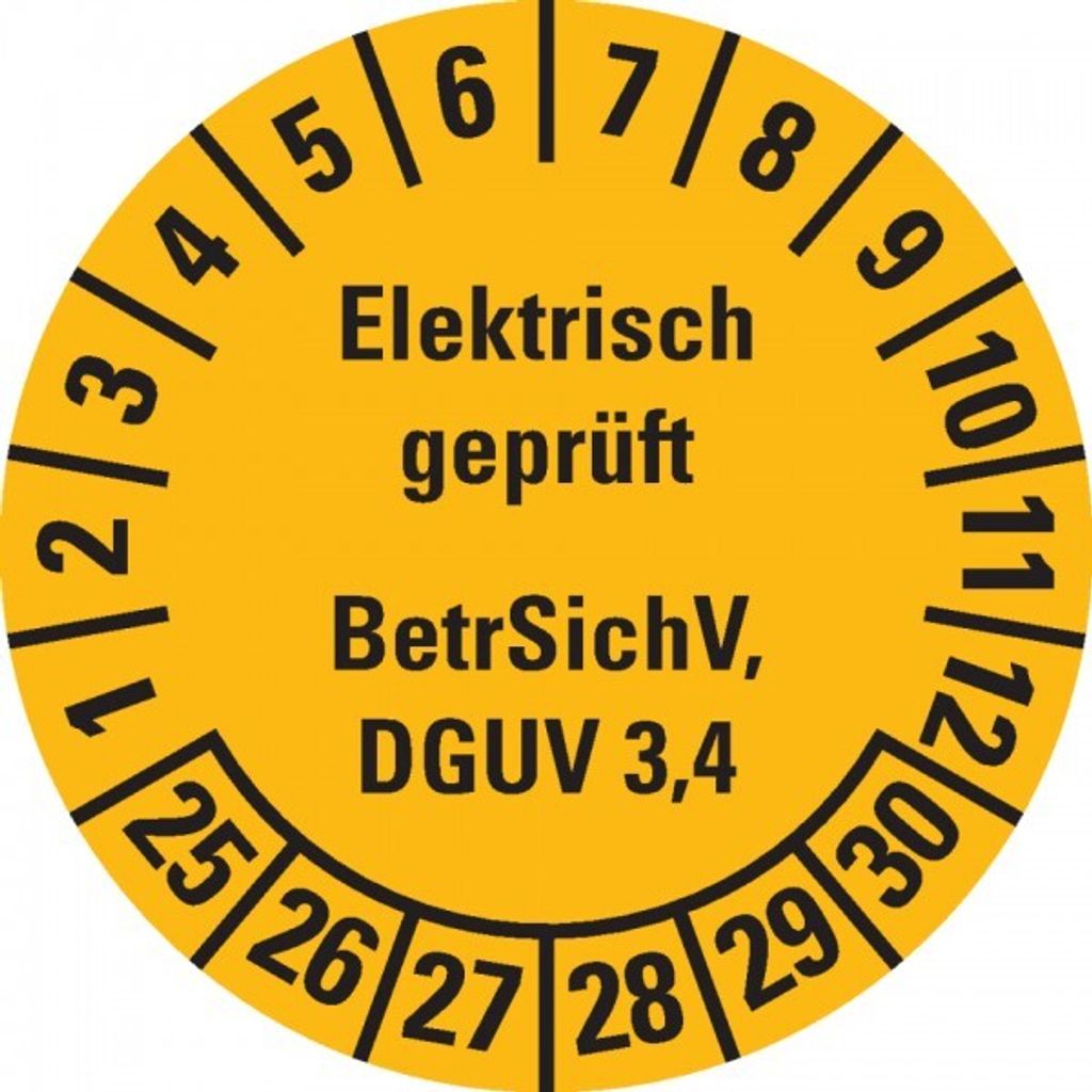 Dreifke Aufkleber I Prüfpl.Elektr., BetrSichV, DGUV 3/4, 25-30, gelb,...