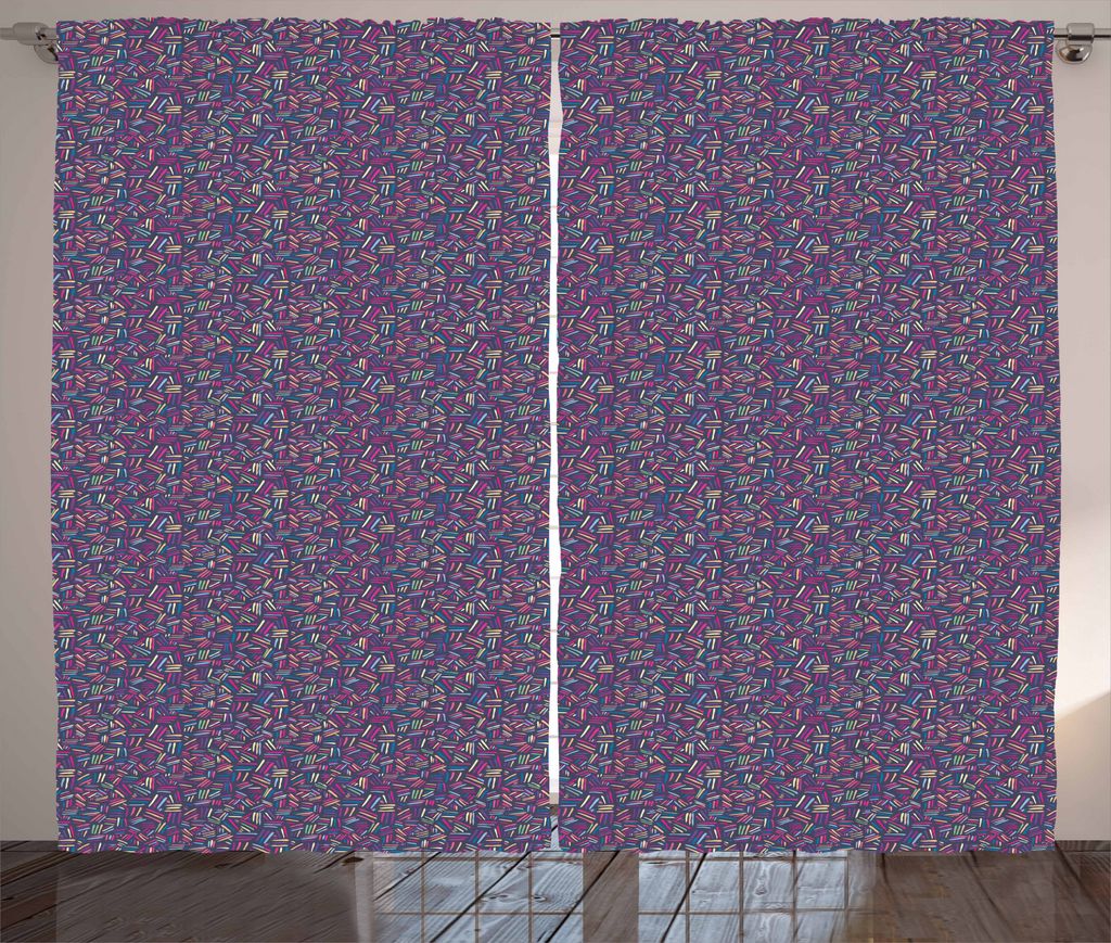 ABAKUHAUS Bunt Rustikaler Gardine, Doodle Scratches Pattern, Schlafzimmer Kräuselband Vorhang mit Schlaufen und Haken, 280 x 175 cm, Mehrfarbig