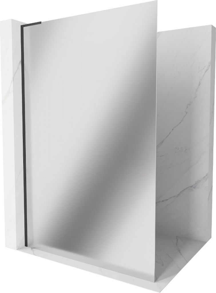 Mexen Kioto L Duschwand Walk-in 70 x 200 cm, Spiegel, Schwarz - 800-070-103-70-50