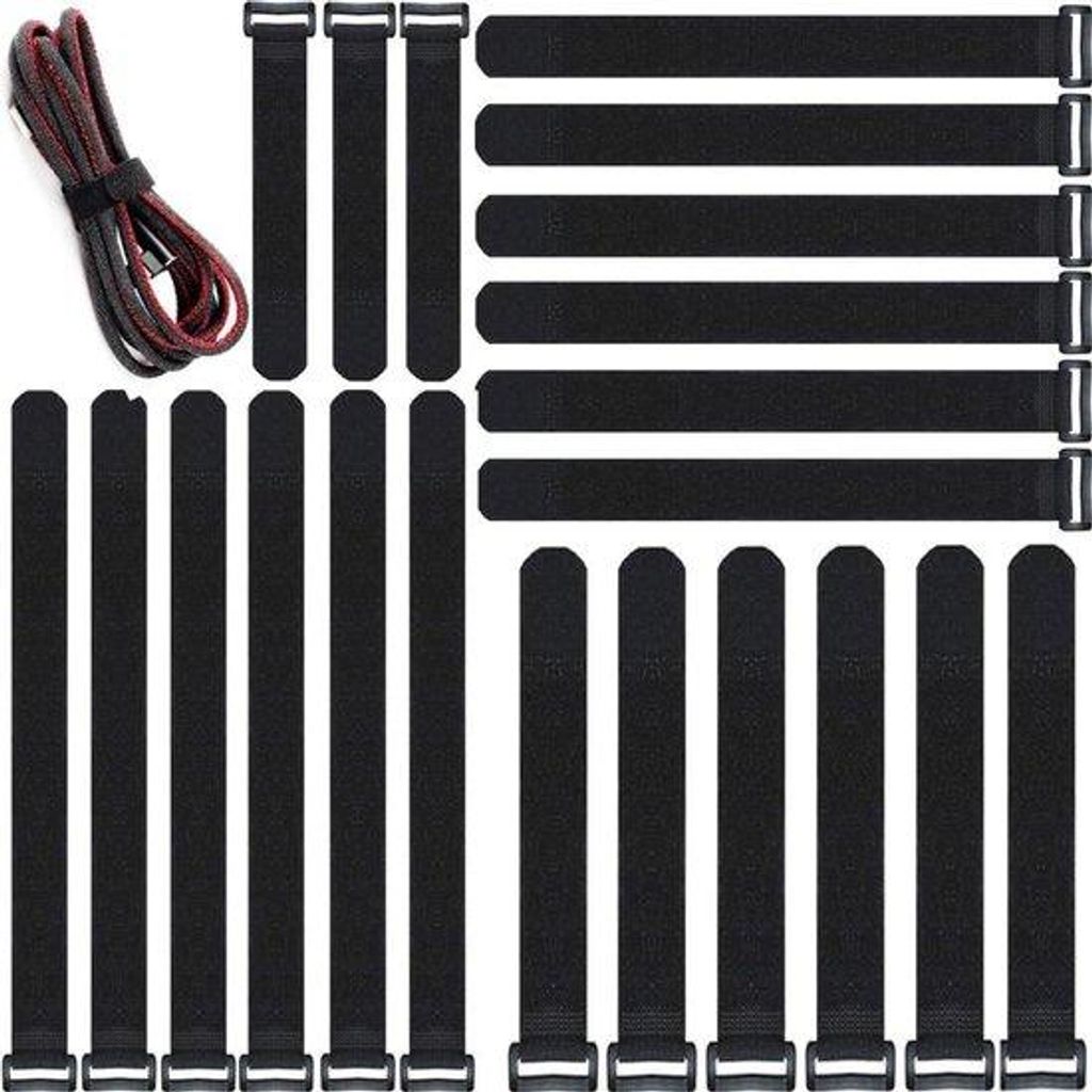 40 Stück schwarze herstellbare Kabelbinder - 2 cm x 35 cm/30 cm/20 cm/15 cm (jeweils 10 Stück) - verstelbare Nylonkabelbinder