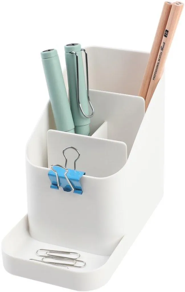 Fini le désordre ! Organiseur de bureau coréen blanc pour stylos/notes