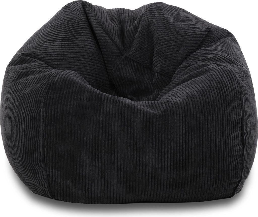 Ecopuf Sakwa, Sitzsack Cord mit Fußstütze, Sitzsack Sessel mit Füllung, Kinder, Graphit Sz19
