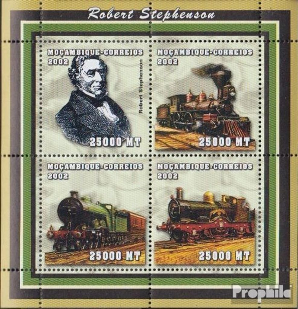 Briefmarken Mosambik 2002 Mi 2471-2474 Kleinbogen (kompl.Ausg.) postfrisch Robert Stephenson