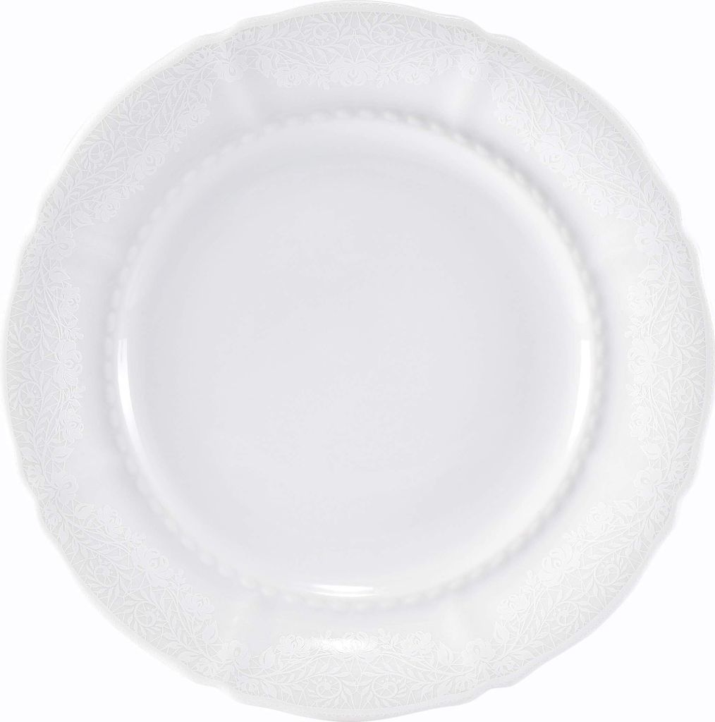 Dessertteller, tschechisches Porzellan, 19 cm, Sonata, weiße Spitze, Leander