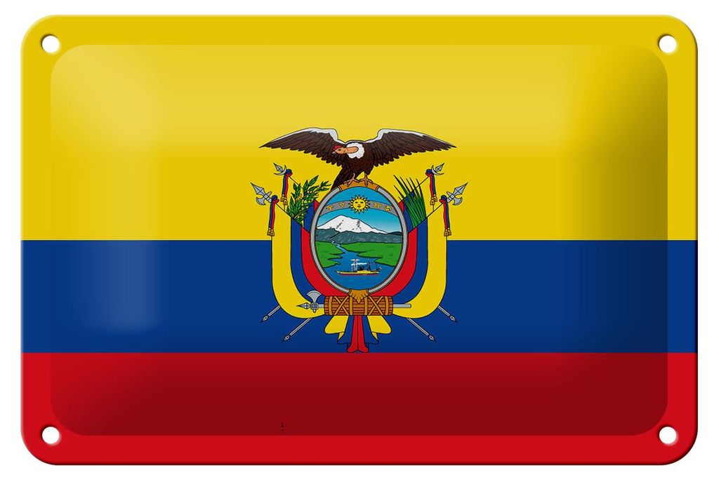 Blechschild Flagge Ecuadors 18x12cm Flag of Ecuador