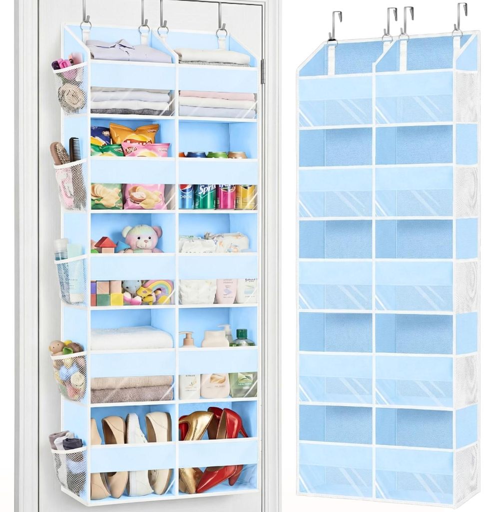 Türorganizer, 5 Ebenen, extra groß, mit 10 Fächern, Tragfähigkeit 36,3 kg, Hängeorganizer mit transparentem Fenster, für Kinderspielzeug, Sch...