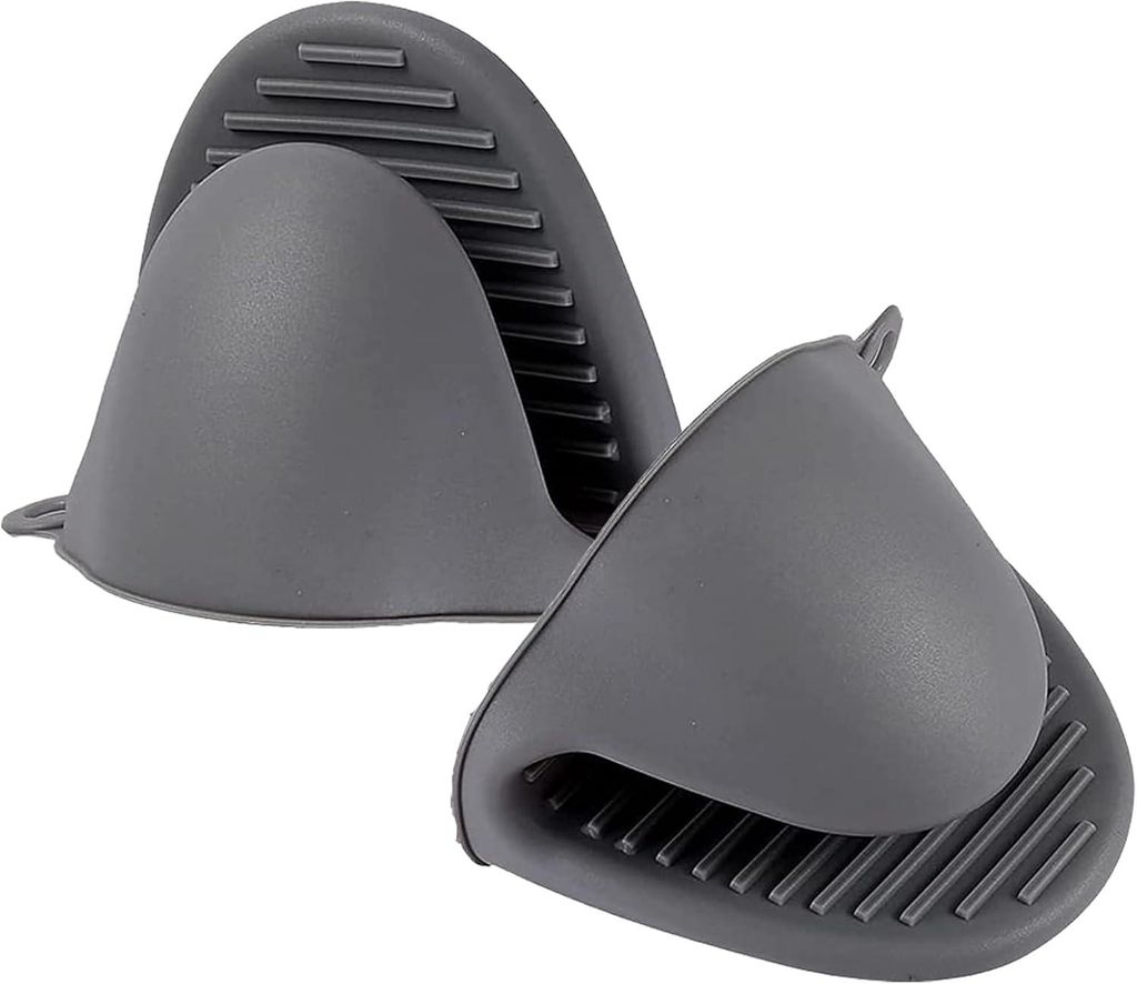 Mini-Ofenhandschuhe aus dickem, hitzebeständigem Silikon zum Grillen und Kochen, grau