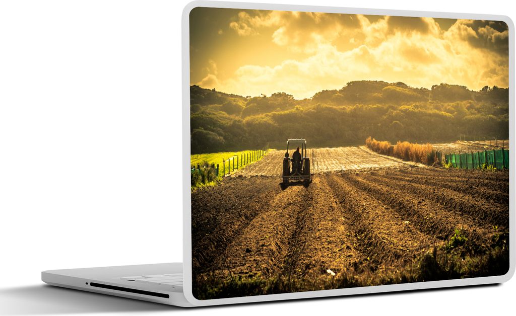 MuchoWow Laptop Aufkleber Sticker Cover Traktor - Bauernhof - Berg 30x22 cm - Laptop-Sticker