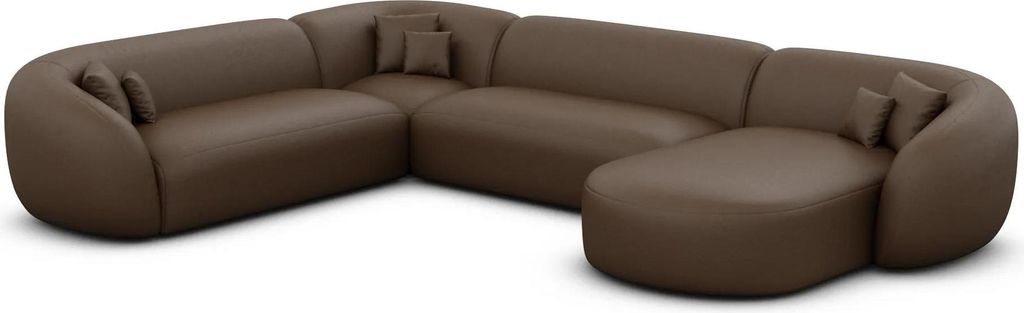 Kunstleder U-Form XXL Wohnlandschaft Gaia Dunkelbraun Rechts