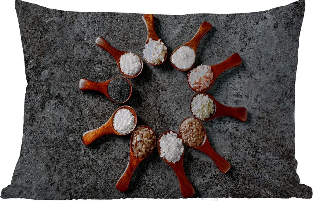 MuchoWow Outdoor Kissen - Löffel - Kräuter - Gewürze - Küche - Industrie - 50x30 cm - Wetterfest - Lounge Kissen - Sofa kissen - Wohnzimmer D...