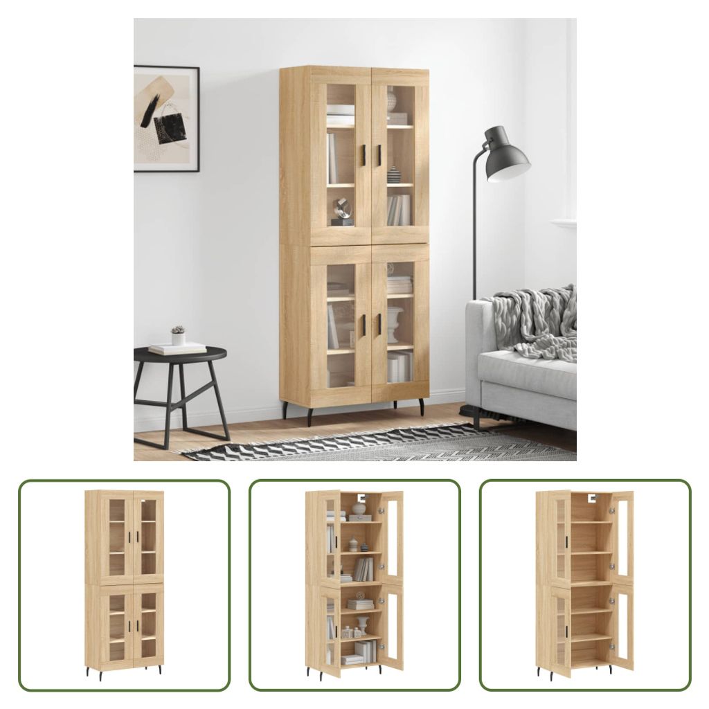 The Living Store Highboard Sonoma-Eiche 69,5x34x180 cm Holzwerkstoff