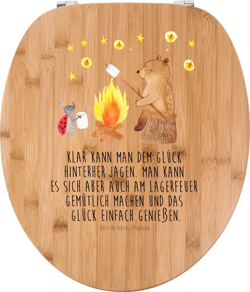 Mr. & Mrs. Panda klo deckel Bär & Marienkäfer Lagerfeuer - Transparent - Geschenk, WC-Sitz, Klo-Deckel, Holz Toilettendeckel, Klobrille, WC Sitz,...