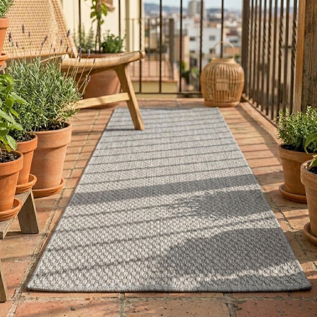 Volero - Balkonteppich - Costa Grau - 80x250 cm - Balkon, Garten / Terrasse - Modern