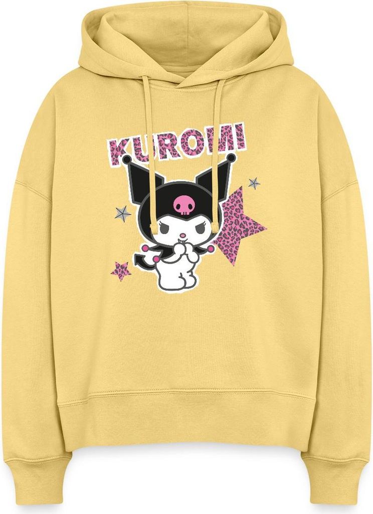 Spreadshirt Kuromi Mit Schriftzug Leo Stil Frauen Boxy Organic Hoodie, XL, Hellgelb