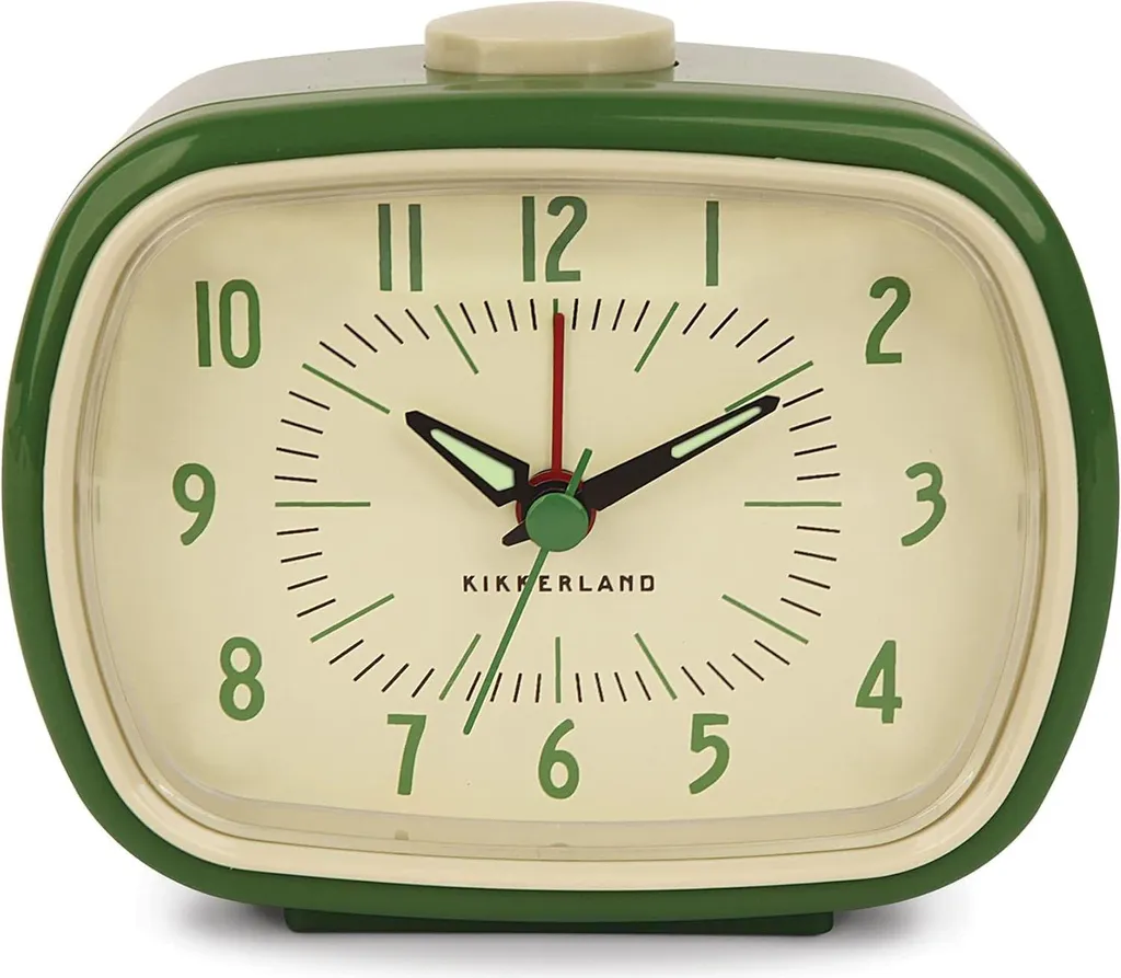 Réveil analogique rétro Oldscool silencieux sans radiation vert olive