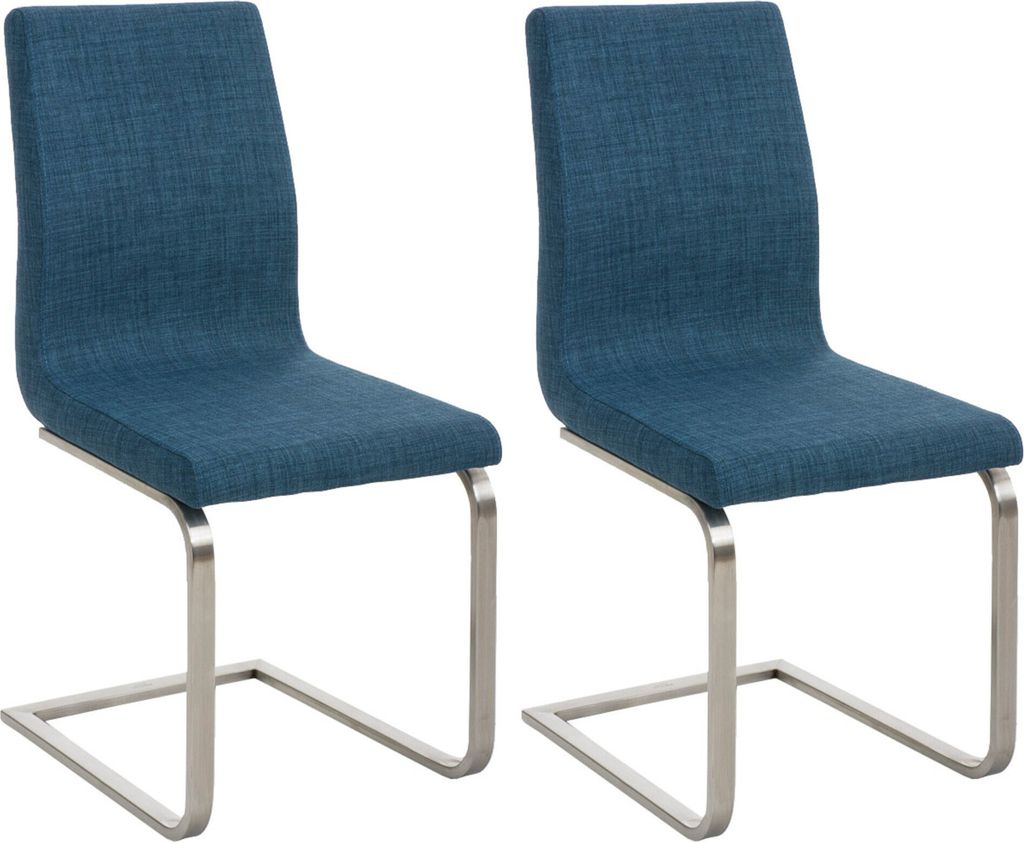 CLP 2er Set Esszimmerstühle Belfort mit Stoffbezug blau