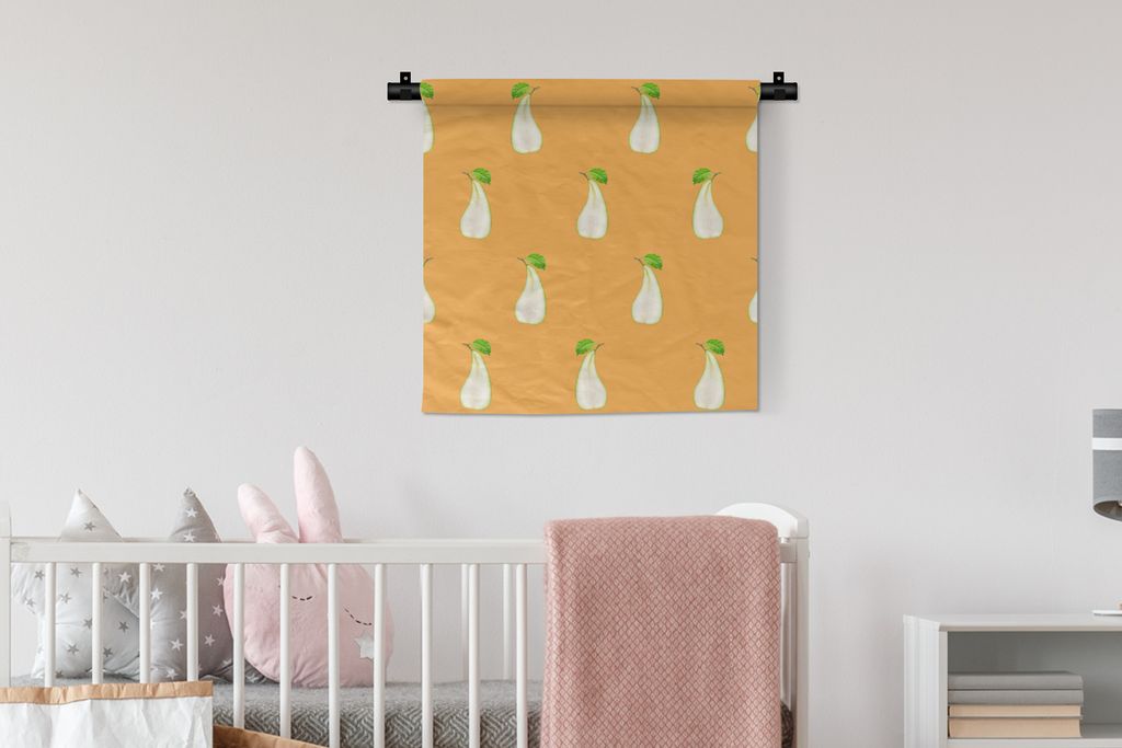 MuchoWow Wandteppich Wandbehang Birne - Pastell - Muster 60x60 cm Tapisserie Dekoration Wandtuch - Dekorationen - Wand Decke
