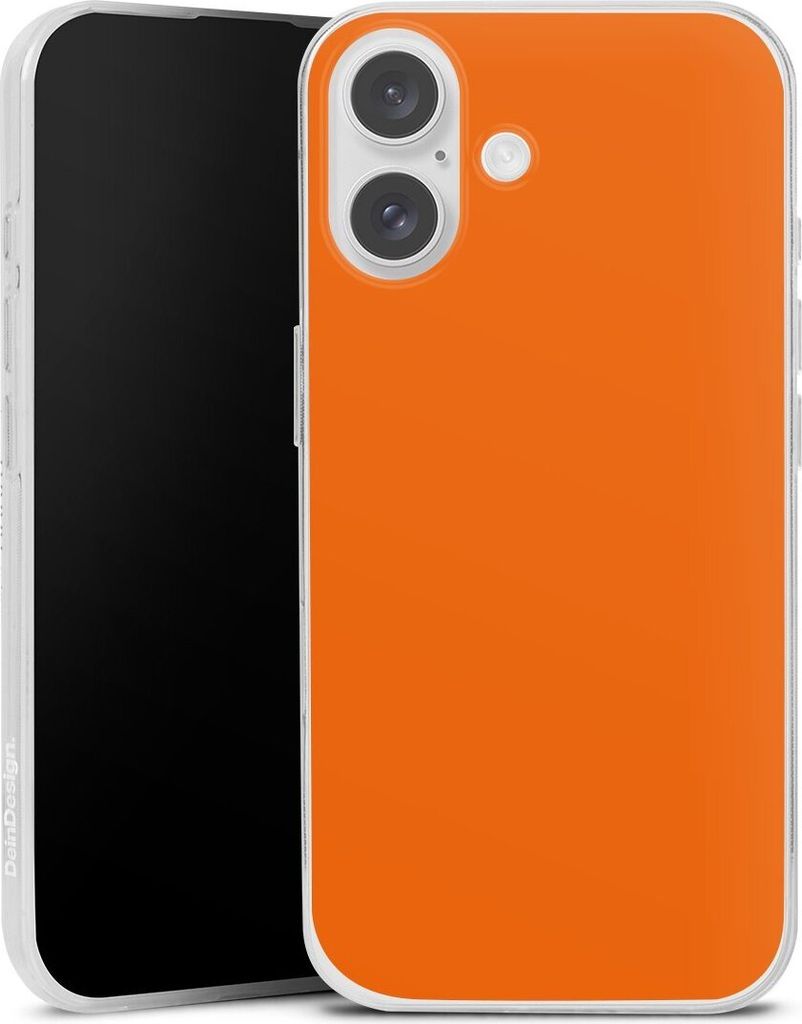 DeinDesign Slim Hülle für Apple iPhone 16 Silikon Case Ultra Dünn Handyhülle Farbe einfarbig orange